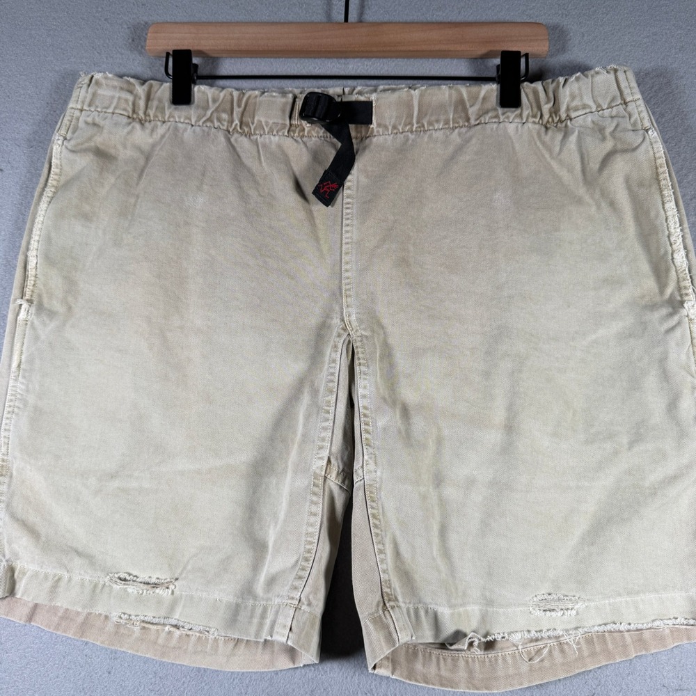 Gramicci Mens Khaki Cotton Twill Climbing‎ Shorts Size Large Integrated Belt Tan